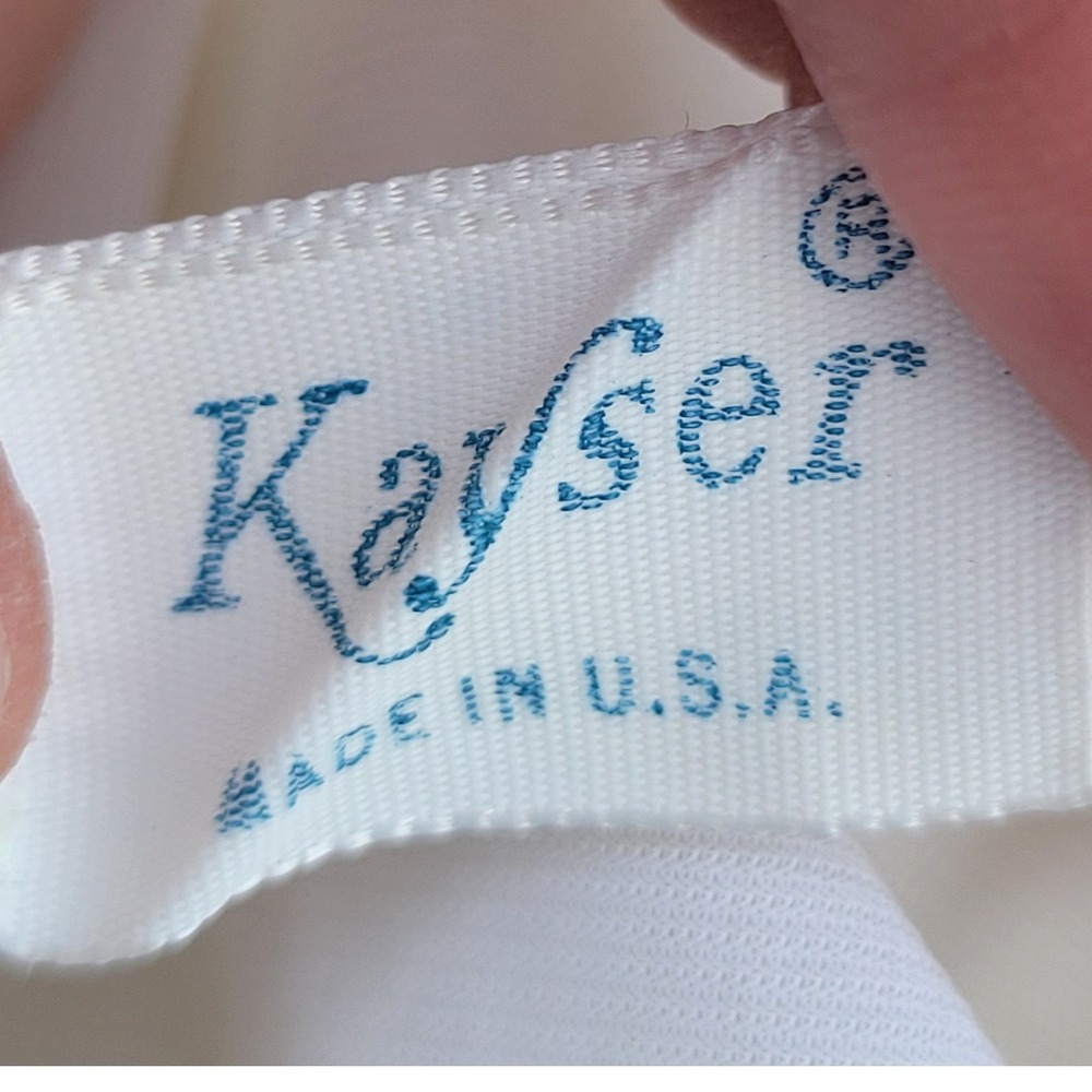 VTG Kayser White Nylon Tricot Full Length Slip Dress Lace Trim V-Neck USA Sz 36 - Picture 3 of 6